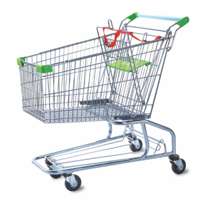 Zinc Finish PP Shopping Metal Supermarket Push Cart